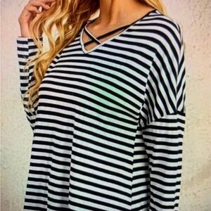Striped Black and White Women's Top